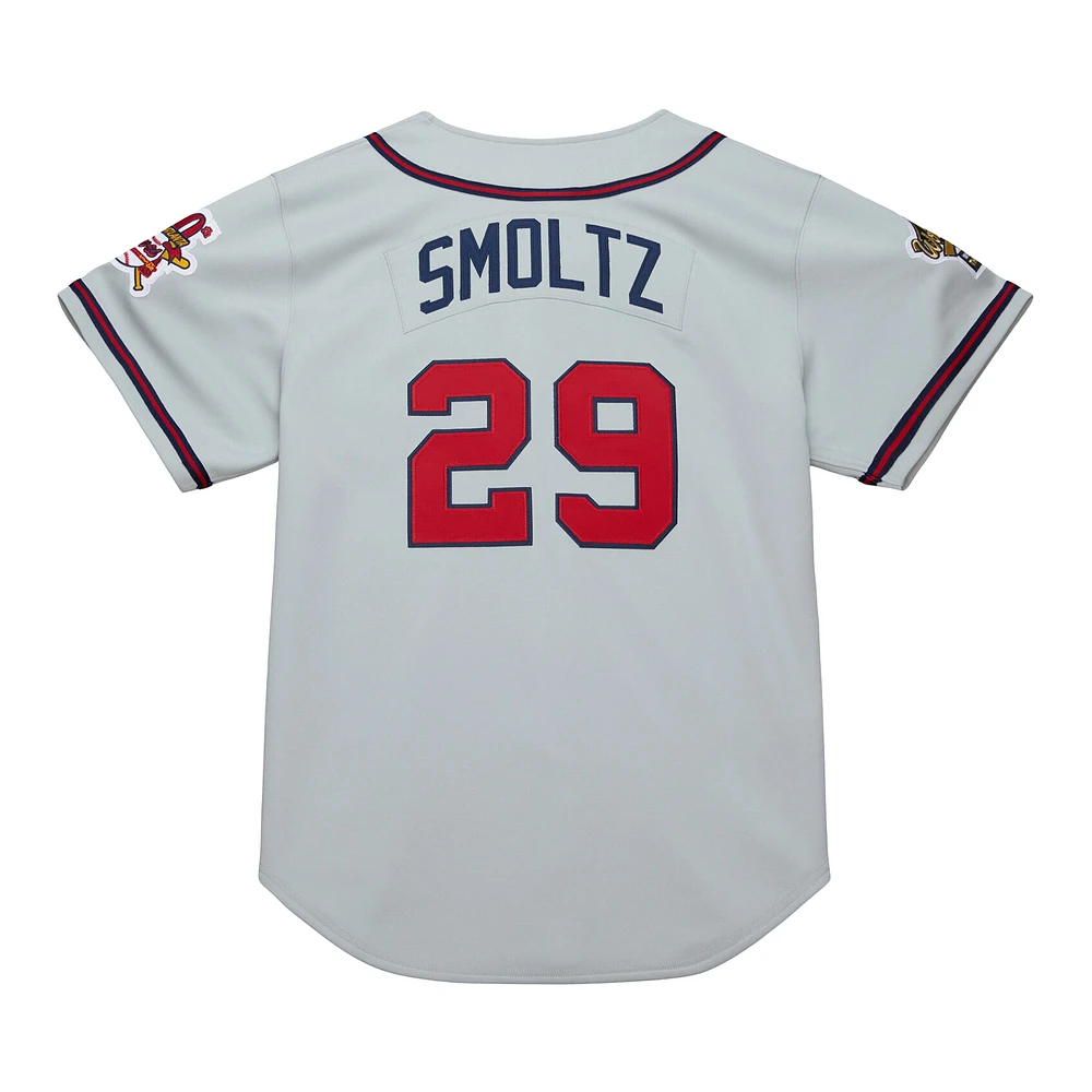 Men's Mitchell & Ness John Smoltz Gray Atlanta Braves 1995 Throwback Authentic Jersey
