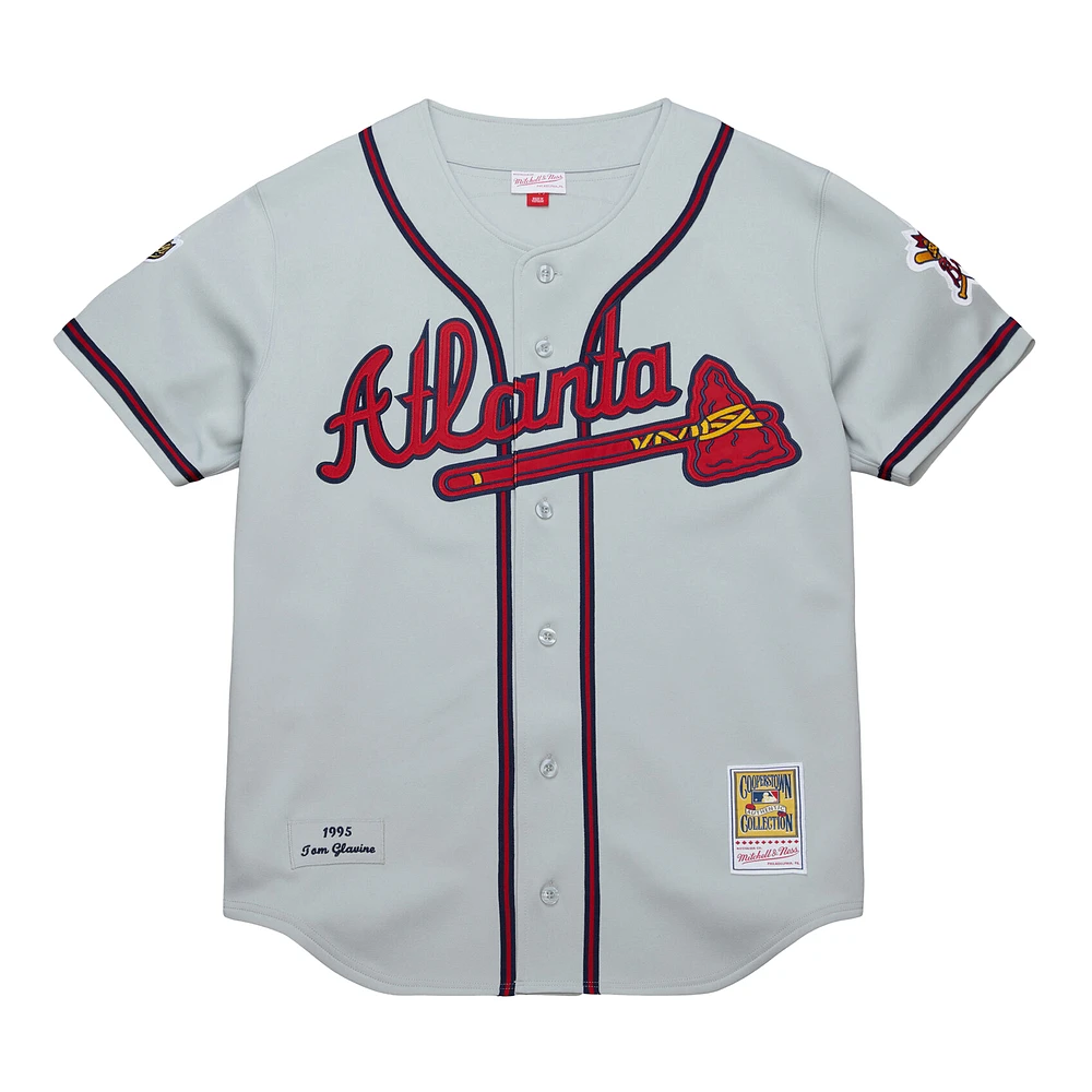 Men's Mitchell & Ness Tom Glavine Gray Atlanta Braves 1995 Throwback Authentic Jersey