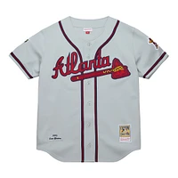 Men's Mitchell & Ness Tom Glavine Gray Atlanta Braves 1995 Throwback Authentic Jersey