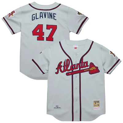 Men's Mitchell & Ness Tom Glavine Gray Atlanta Braves 1995 Throwback Authentic Jersey