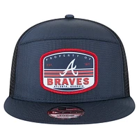 Men's New Era  Navy Atlanta Braves Split Panel 9FIFTY Trucker Snapback