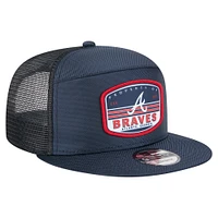 Men's New Era  Navy Atlanta Braves Split Panel 9FIFTY Trucker Snapback