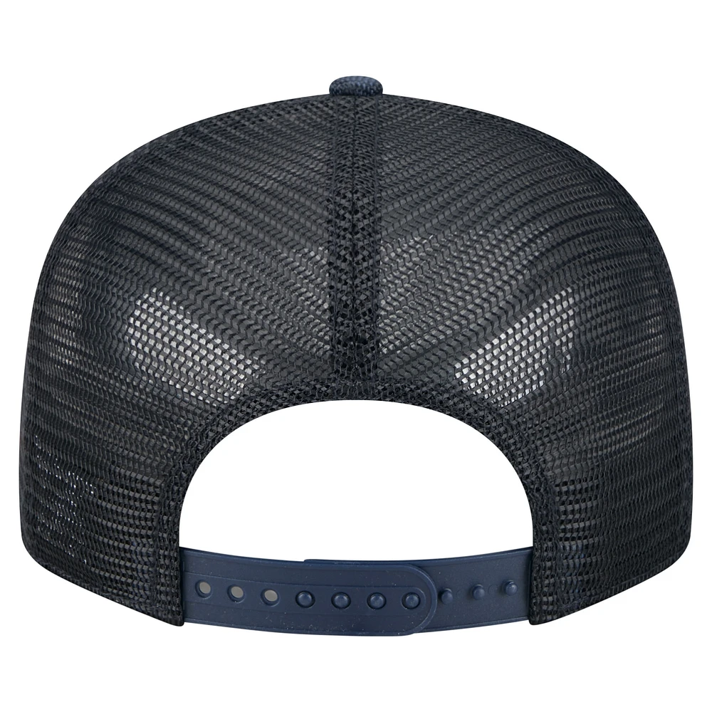 Men's New Era  Navy Atlanta Braves Split Panel 9FIFTY Trucker Snapback