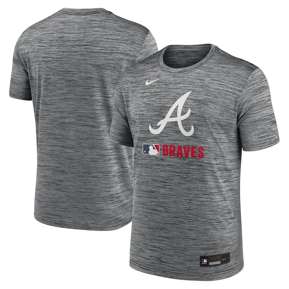 T-shirt Nike anthracite Atlanta Braves Authentic Collection Velocity Performance pour homme