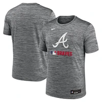 T-shirt Nike anthracite Atlanta Braves Authentic Collection Velocity Performance pour homme