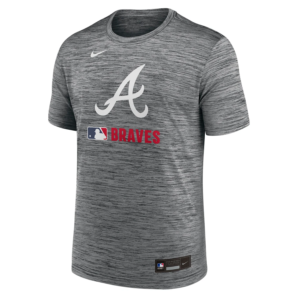 T-shirt Nike anthracite Atlanta Braves Authentic Collection Velocity Performance pour homme