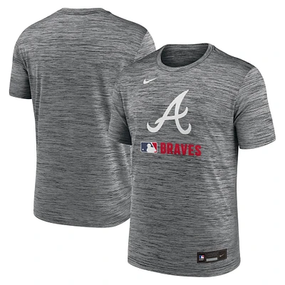 T-shirt Nike anthracite Atlanta Braves Authentic Collection Velocity Performance pour homme
