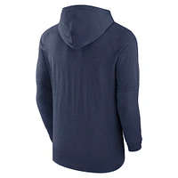 Men's Nike  Heather Navy Atlanta Braves Authentic Collection Tri-Blend Performance Pullover Hoodie