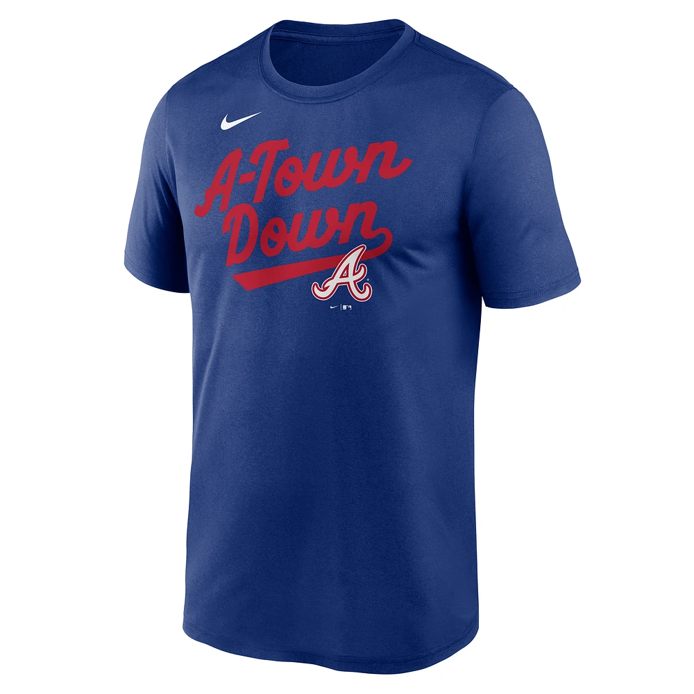 Men's Nike  Royal Atlanta Braves 2025 City Connect Team Phrase Script Legend Performance T-Shirt