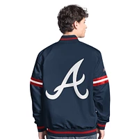 Men's Starter  Navy Atlanta Braves Scout Full-Snap Varsity Jacket