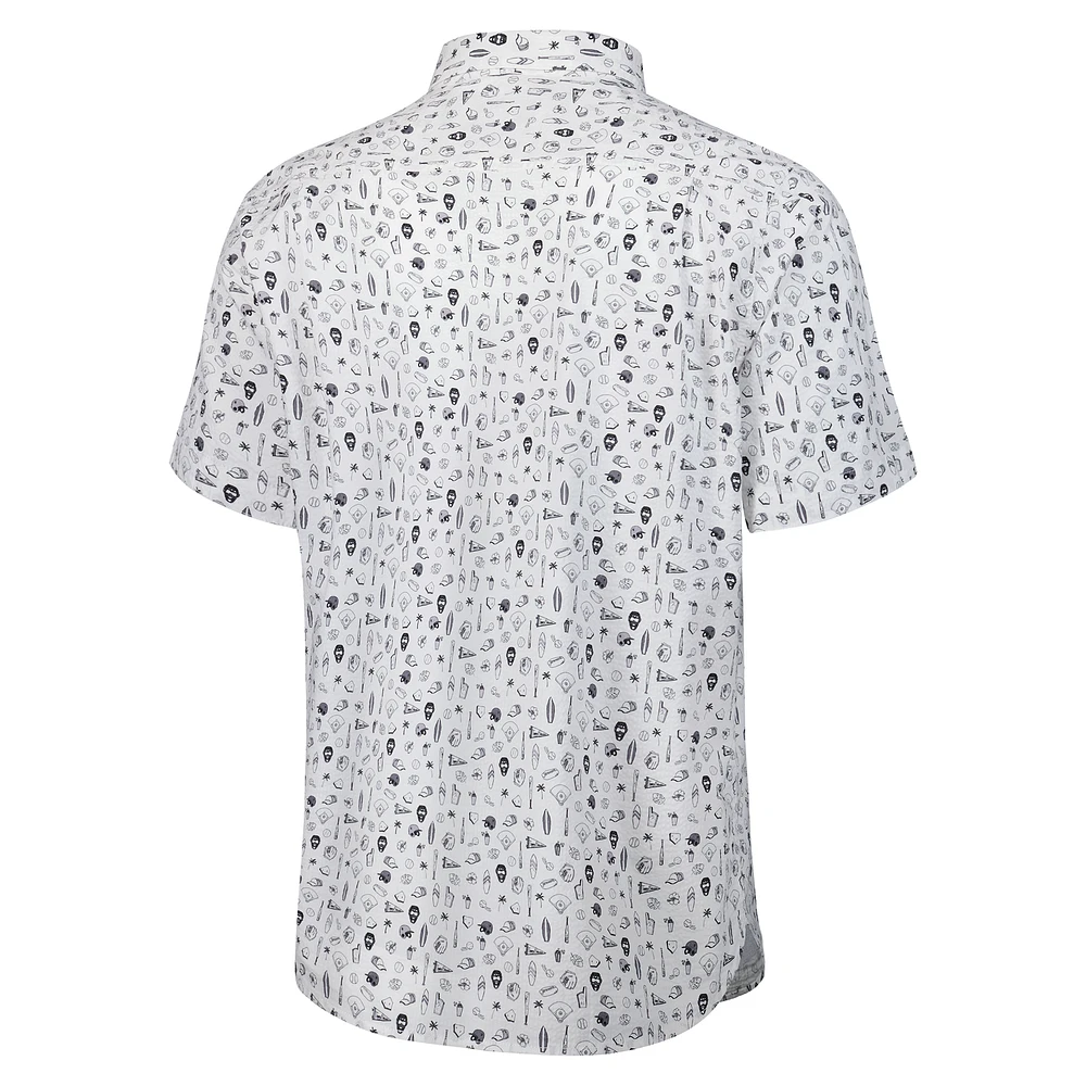 Men's Tommy Bahama  Gray Atlanta Braves Nova Wave Riptide Rally Camp Button-Up Short Sleeve Shirt