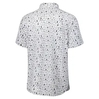 Men's Tommy Bahama  Gray Atlanta Braves Nova Wave Riptide Rally Camp Button-Up Short Sleeve Shirt