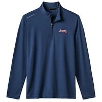 Men's TravisMathew  Navy Atlanta Braves Time to Tailgate Tri-Blend Quarter-Zip Pullover