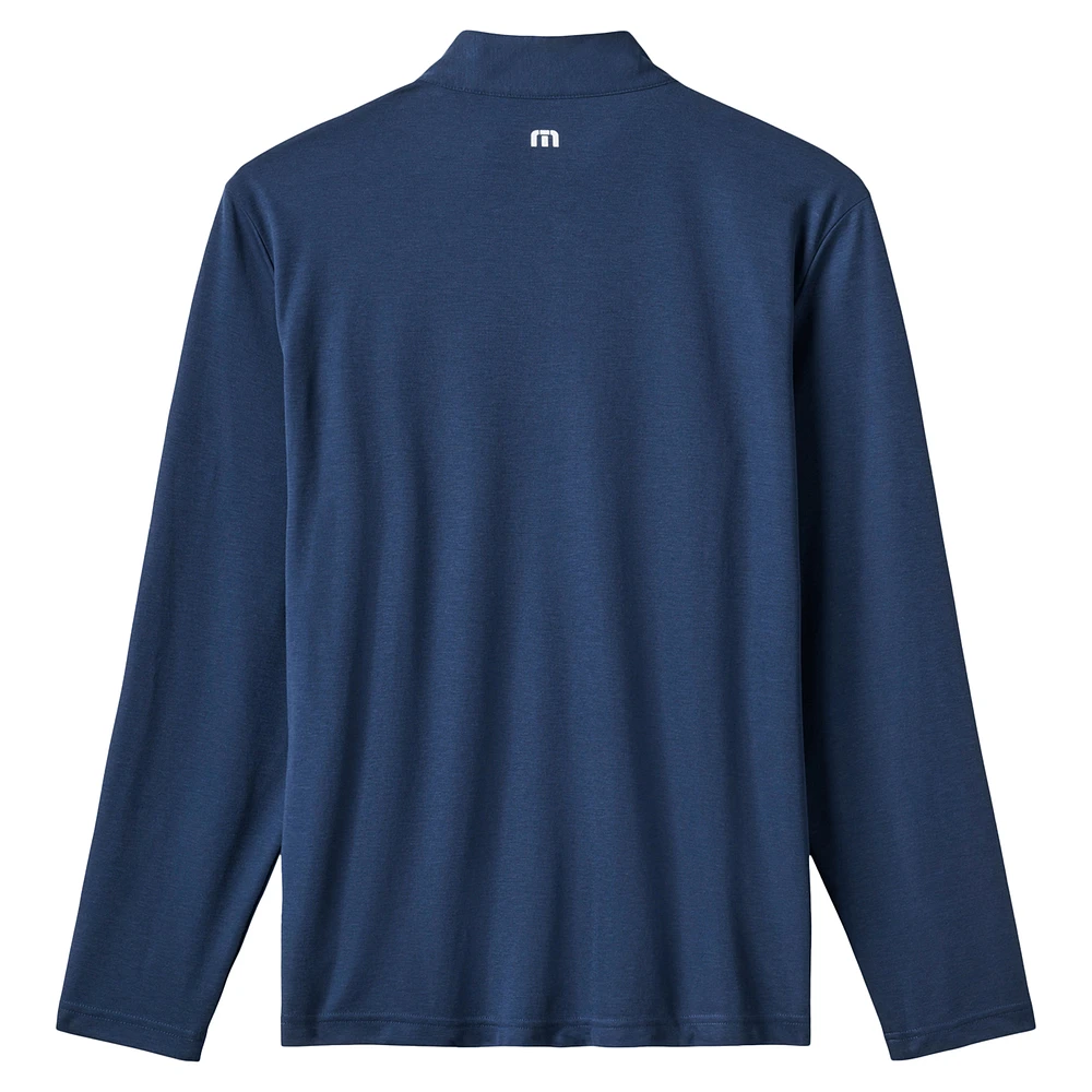 Men's TravisMathew  Navy Atlanta Braves Time to Tailgate Tri-Blend Quarter-Zip Pullover