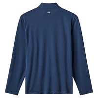 Men's TravisMathew  Navy Atlanta Braves Time to Tailgate Tri-Blend Quarter-Zip Pullover