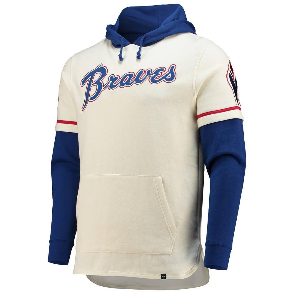 Men's '47 Cream Atlanta Braves Trifecta Shortstop Pullover Hoodie