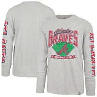 Men's '47 Gray Atlanta Braves Fair Ball Franklin Long Sleeve T-Shirt