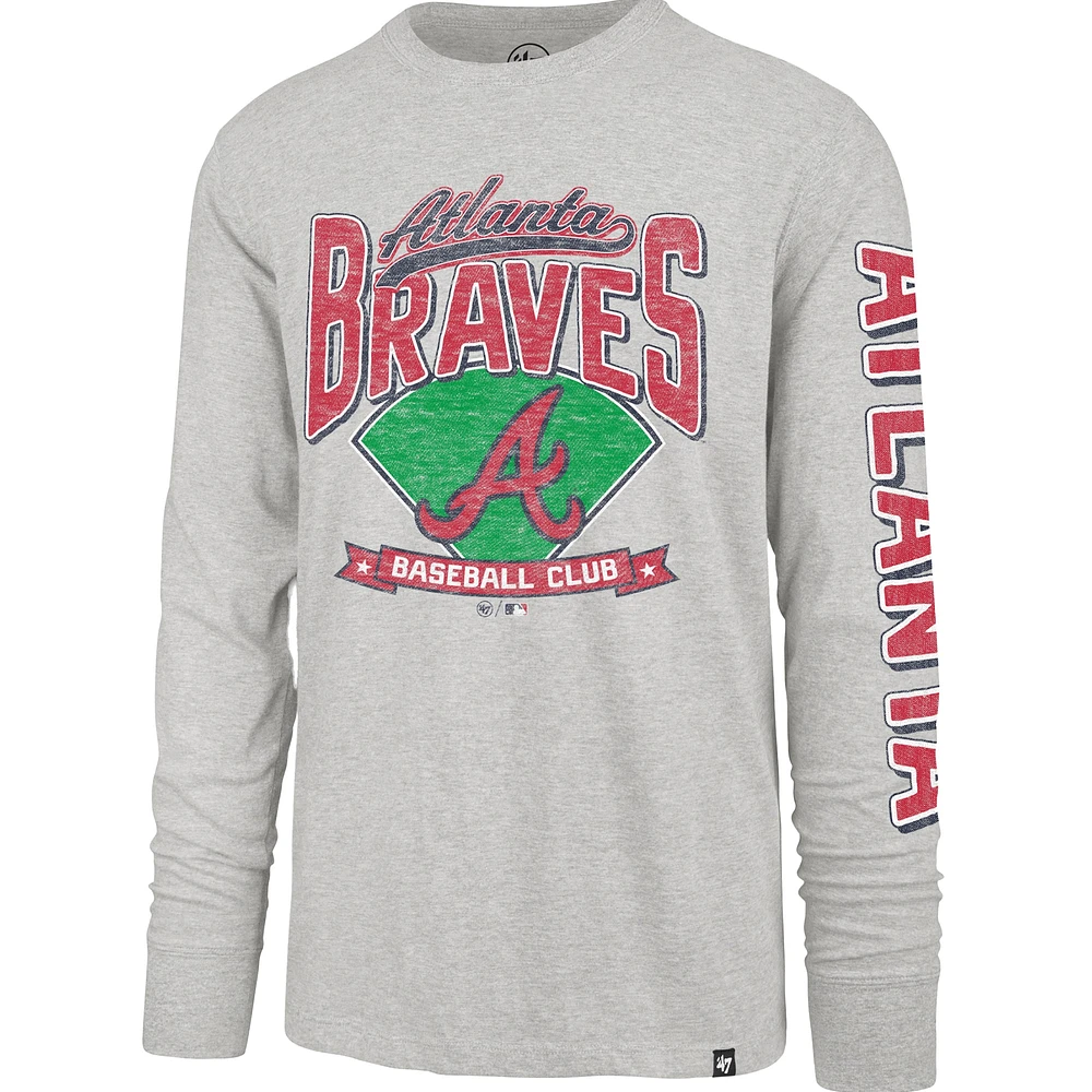 Men's '47 Gray Atlanta Braves Fair Ball Franklin Long Sleeve T-Shirt