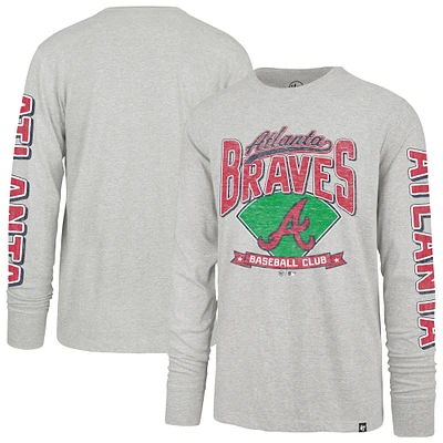 Men's '47 Gray Atlanta Braves Fair Ball Franklin Long Sleeve T-Shirt