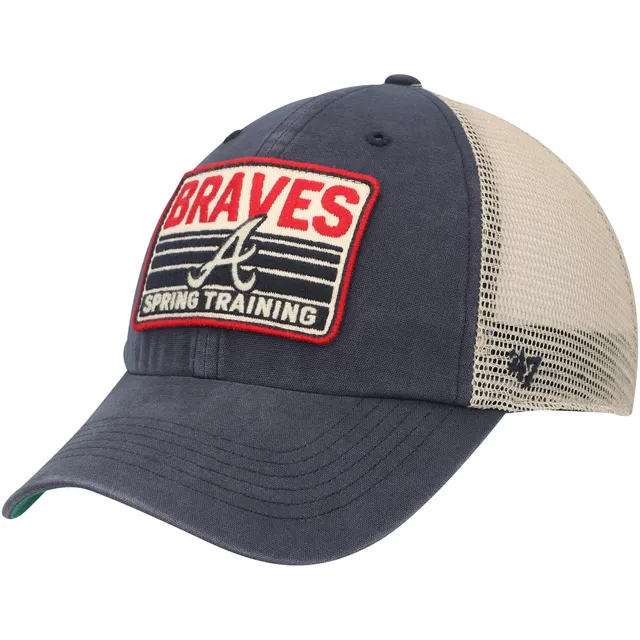 Lids Atlanta Braves Majestic Foam Trucker Snapback Hat - Navy/White