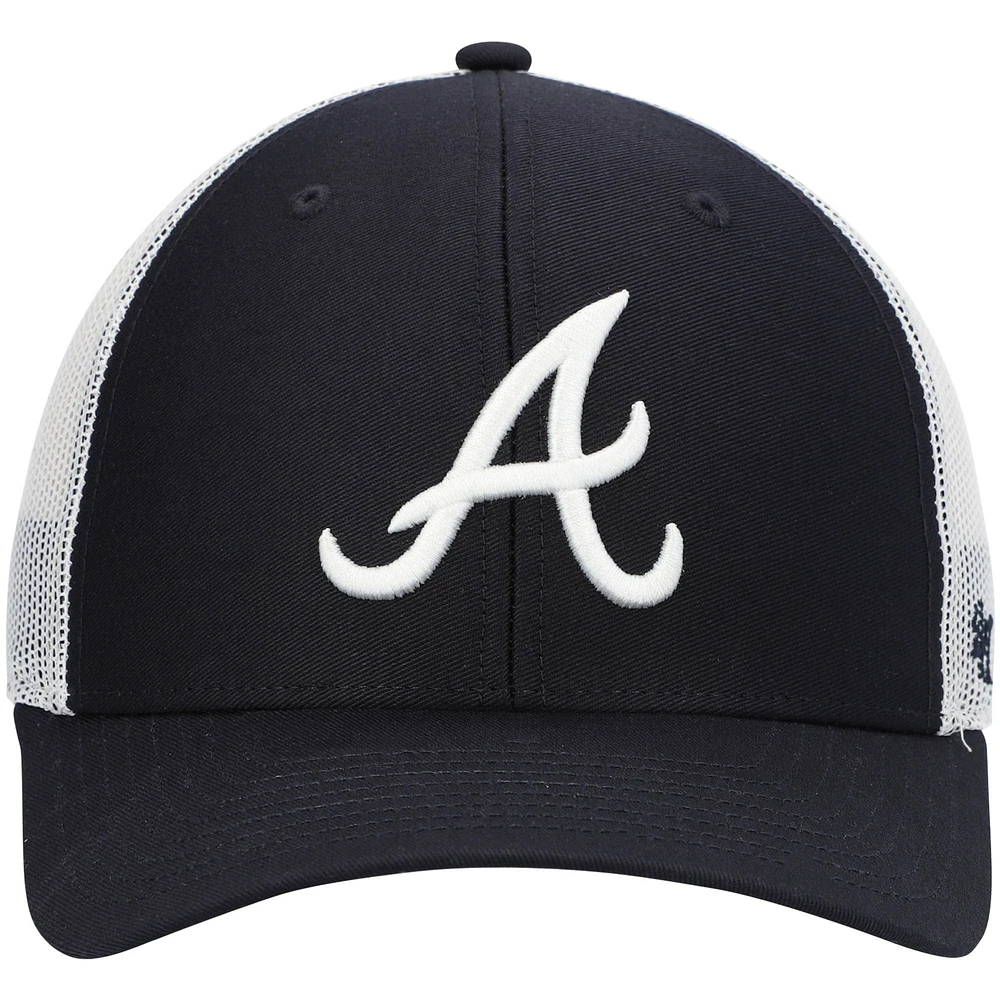 Men's '47 Navy/White Atlanta Braves Primary Logo Trucker Snapback Hat