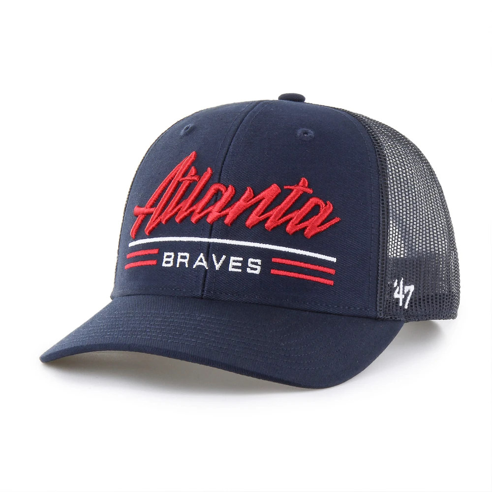 Casquette ajustable pour homme '47 Atlanta Braves Garner Trucker bleu marine