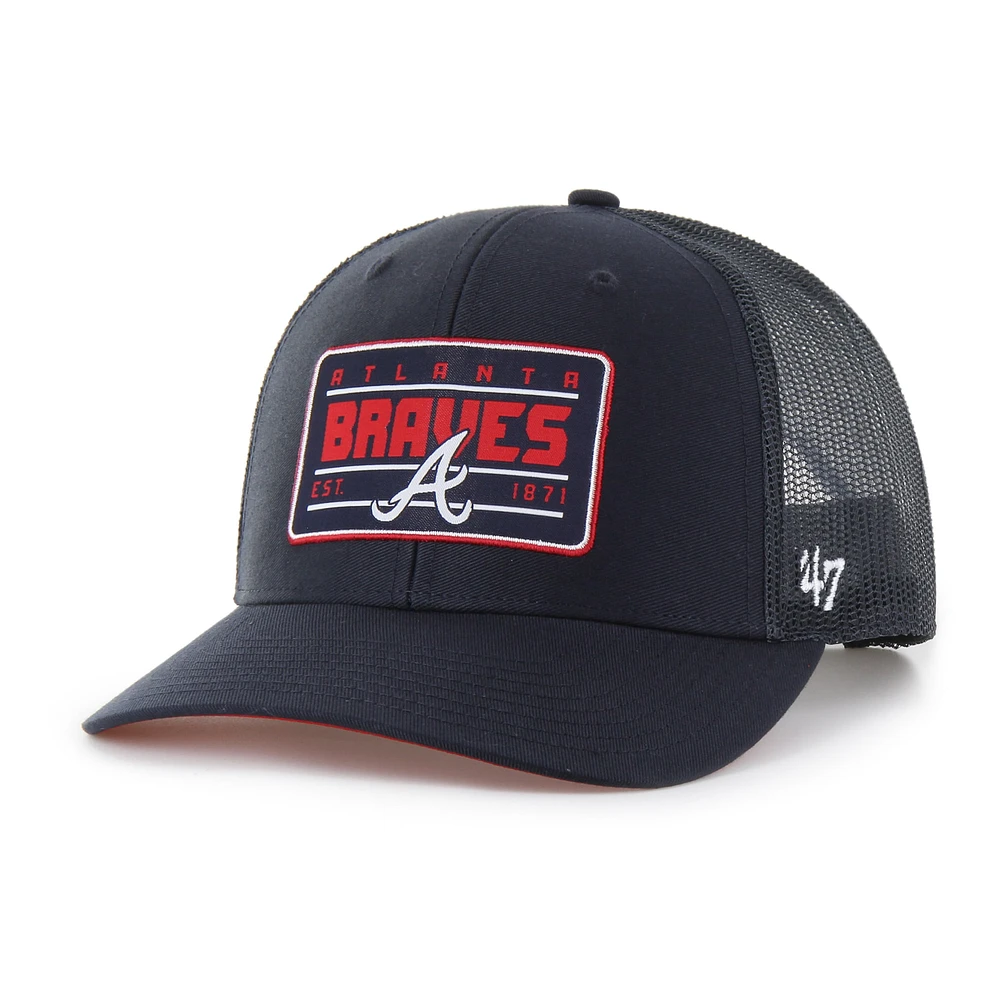 Casquette ajustable Hardline Trucker bleu marine '47 pour homme des Atlanta Braves