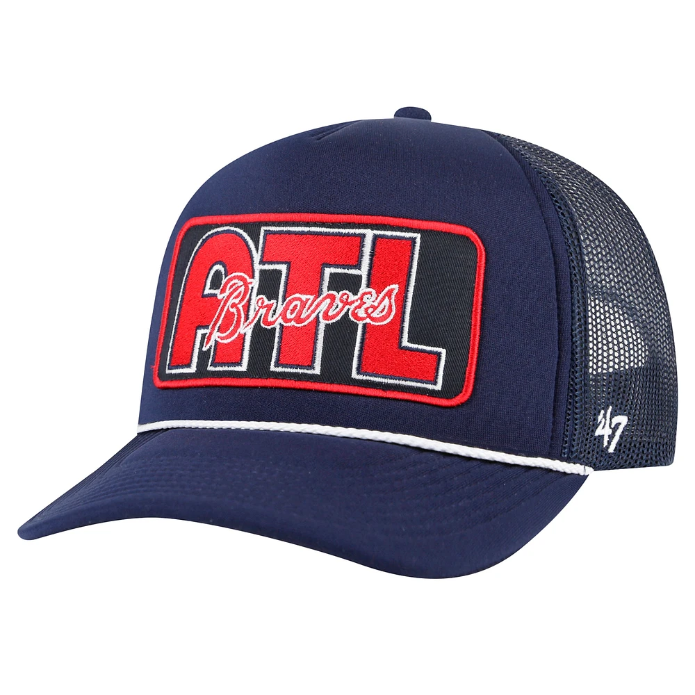 Men's  '47 Navy Atlanta Braves Local Patch Foam Front Trucker Adjustable Hat