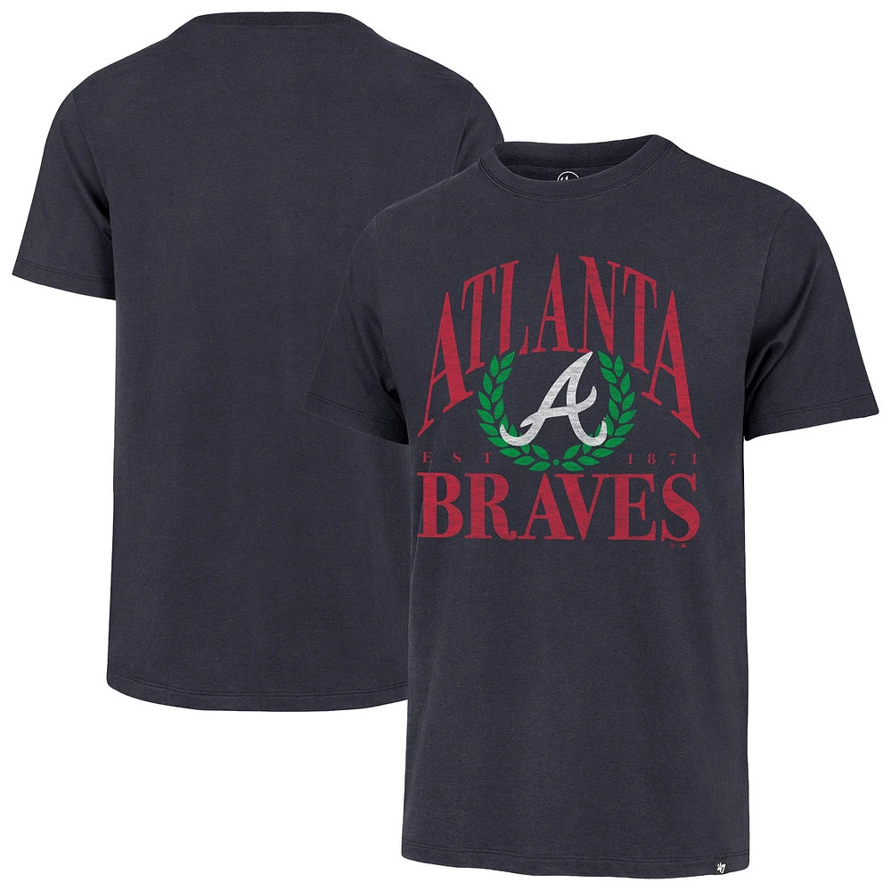 Men's '47 Navy Atlanta Braves Pitchout Franklin T-Shirt