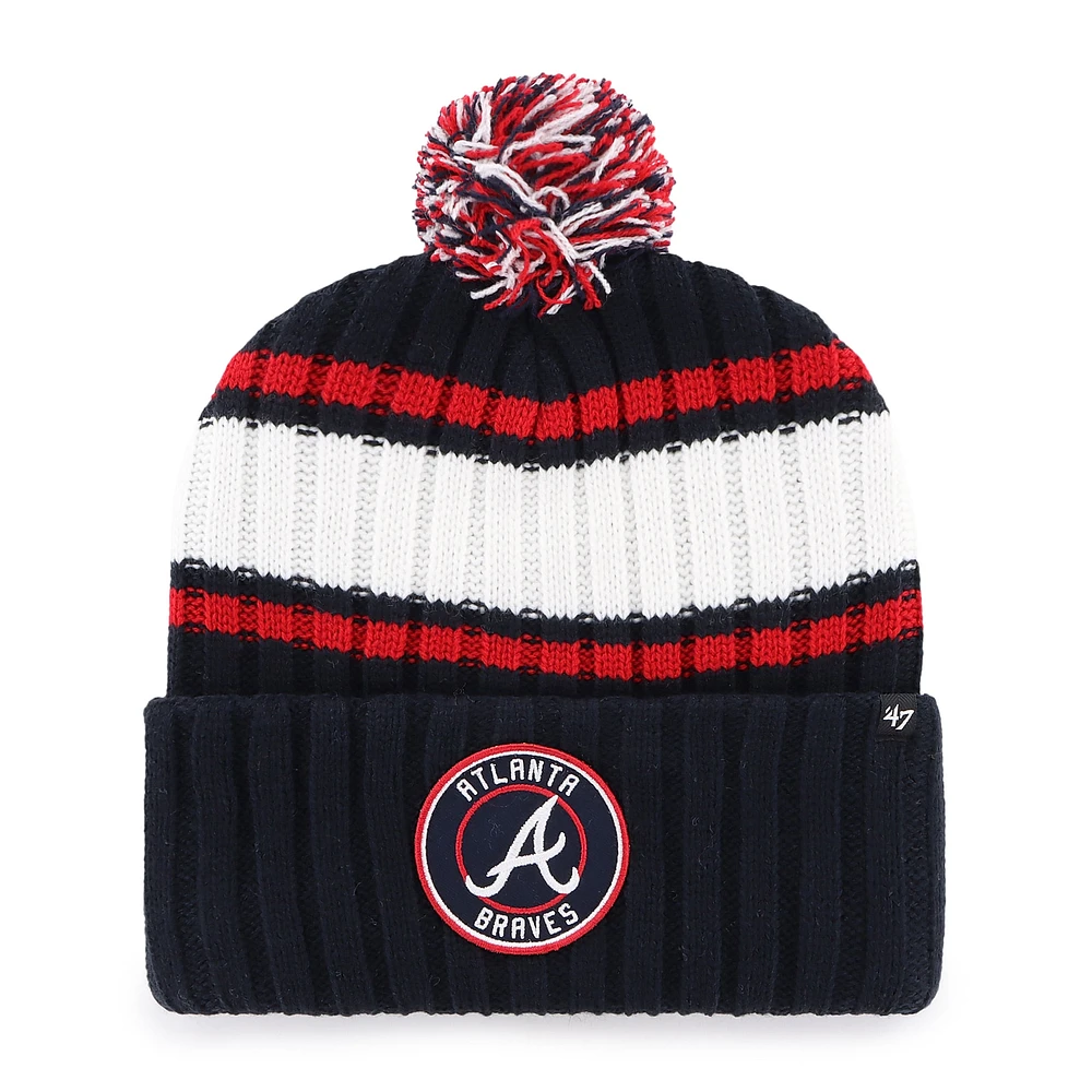 Bonnet en tricot à revers avec pompon Atlanta Braves bleu marine '47 pour homme