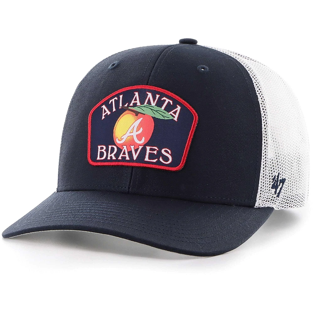 Casquette réglable de camionneur avec patch régional rétro des Braves d'Atlanta '47 bleu marine pour hommes