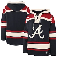 Men's '47 Navy Atlanta Braves Superior Lacer Pullover Hoodie