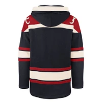 Men's '47 Navy Atlanta Braves Superior Lacer Pullover Hoodie