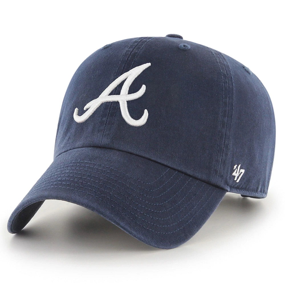 Casquette réglable pour homme '47 Navy Atlanta Braves Team Clean Up