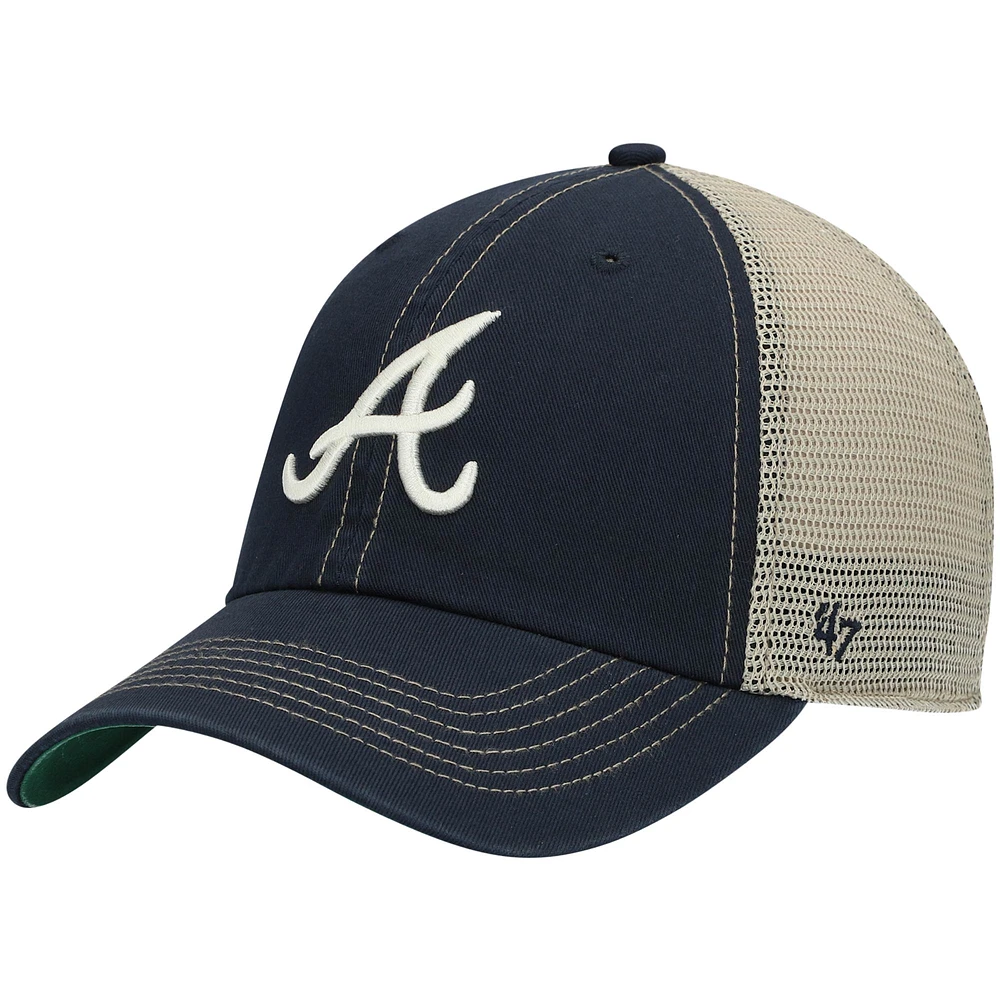 Casquette Snapback '47 Navy Atlanta Braves Trawler Clean Up Trucker pour homme