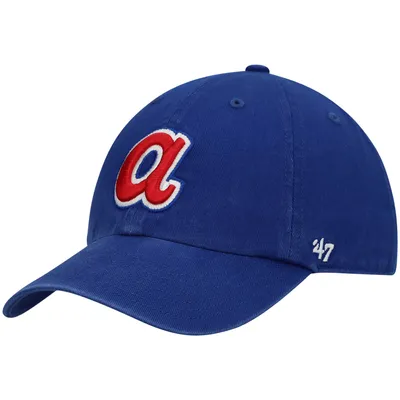 Lids Atlanta Braves '47 Four Stroke Clean Up Trucker Snapback Hat -  Navy/Tan