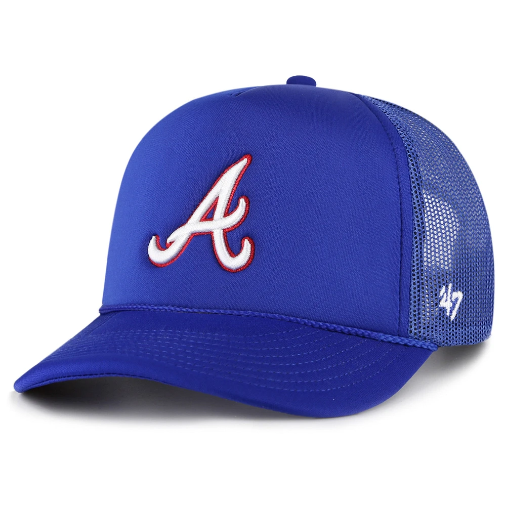 Men's '47 Royal Atlanta Braves Foam Logo Trucker Adjustable Hat