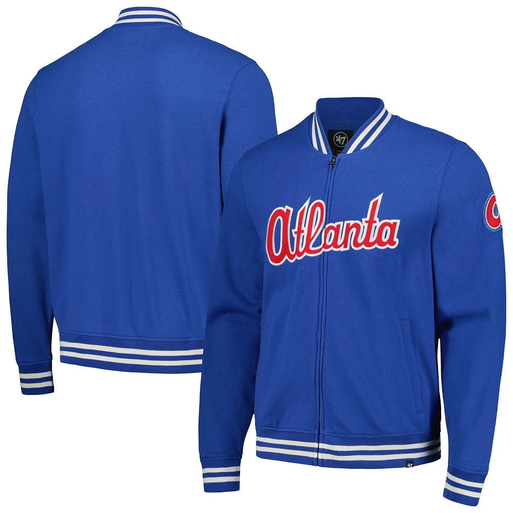 Men's '47 Royal Atlanta Braves Wax Pack Pro Camden Full-Zip Track Jacket