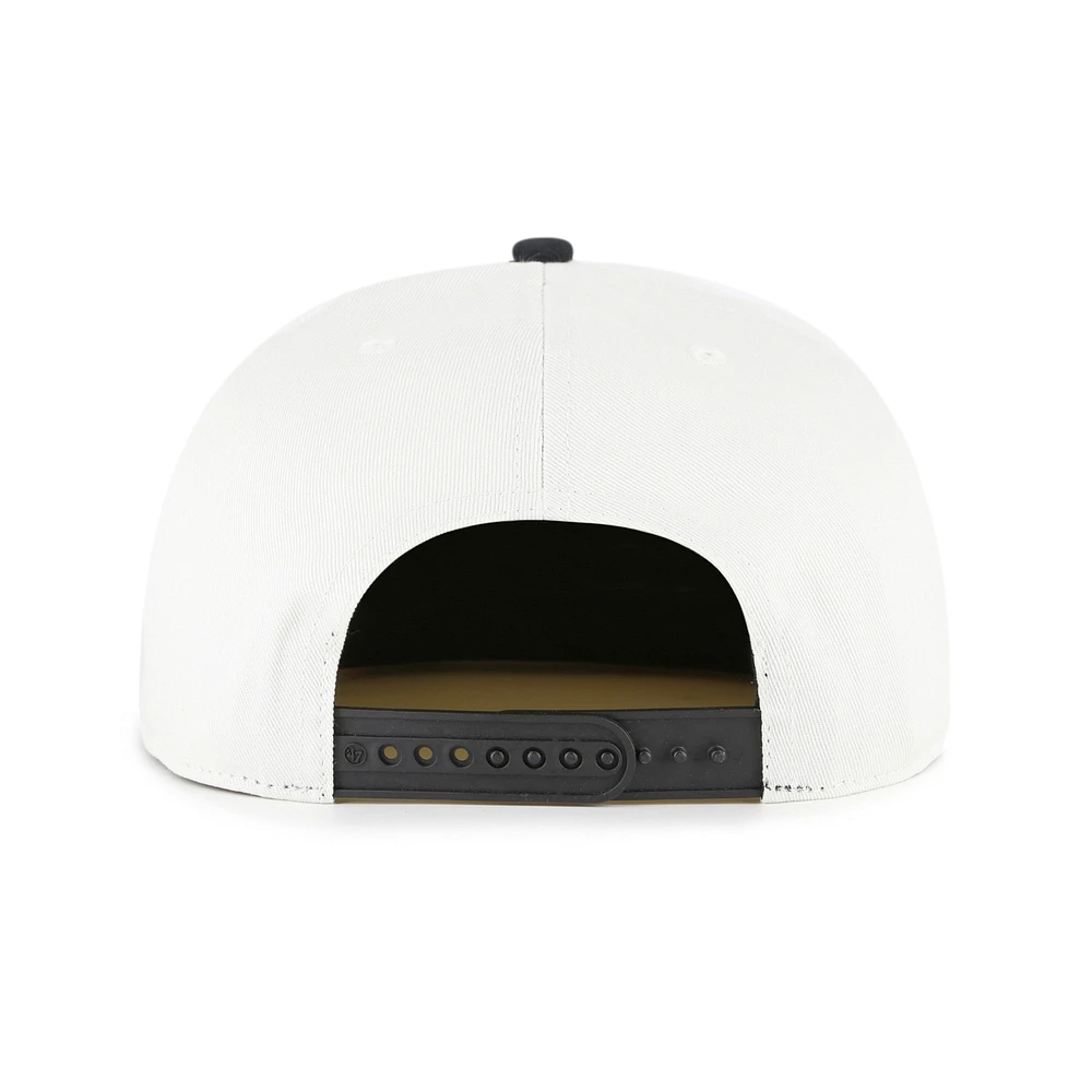 Men's '47 White/Black Atlanta Braves Foundation Captain Snapback Hat