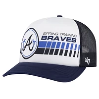 Casquette réglable de camionneur en mousse '47 pour hommes, blanc/bleu marine, Atlanta Braves 2024, entraînement de printemps