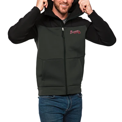 Sweat à capuche entièrement zippé Atlanta Braves Protect pour homme, noir/anthracite, Antigua