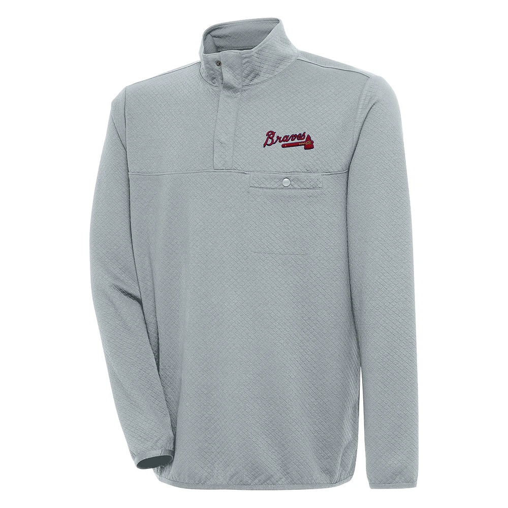 Veste à enfiler Atlanta Braves Steamer Quarter-Snap pour homme, gris antigua