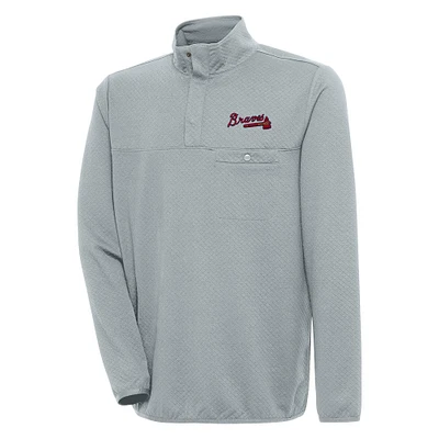 Veste à enfiler Atlanta Braves Steamer Quarter-Snap pour homme, gris antigua