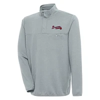 Veste à enfiler Atlanta Braves Steamer Quarter-Snap pour homme, gris antigua