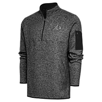 Men's Antigua Heather Black Atlanta Braves Metallic Big & Tall Quarter-Zip Jacket