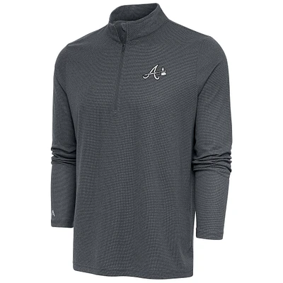 Pull-over à glissière quart de tour métallique Antigua Heather Charcoal Atlanta Braves pour homme