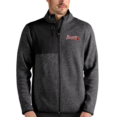 Veste zippée Fortune pour homme des Atlanta Braves en charbon chiné Antigua