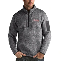 Men's Antigua Heathered Charcoal Atlanta Braves Fortune Half-Zip Sweater