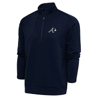 Men's Antigua Navy Atlanta Braves Big & Tall Metallic Generation Quarter-Zip Jacket
