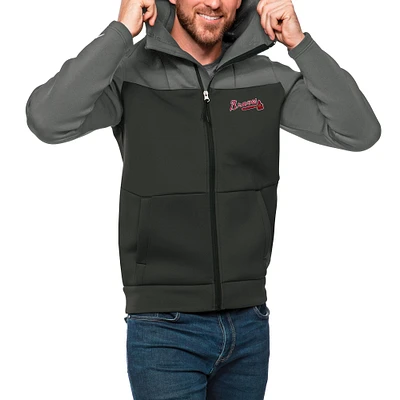 Sweat à capuche entièrement zippé Atlanta Braves Protect pour homme en acier Antigua/anthracite